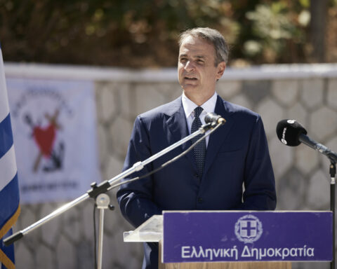 Ο Κυριάκος Μητσοτάκης στο Καστελλόριζο